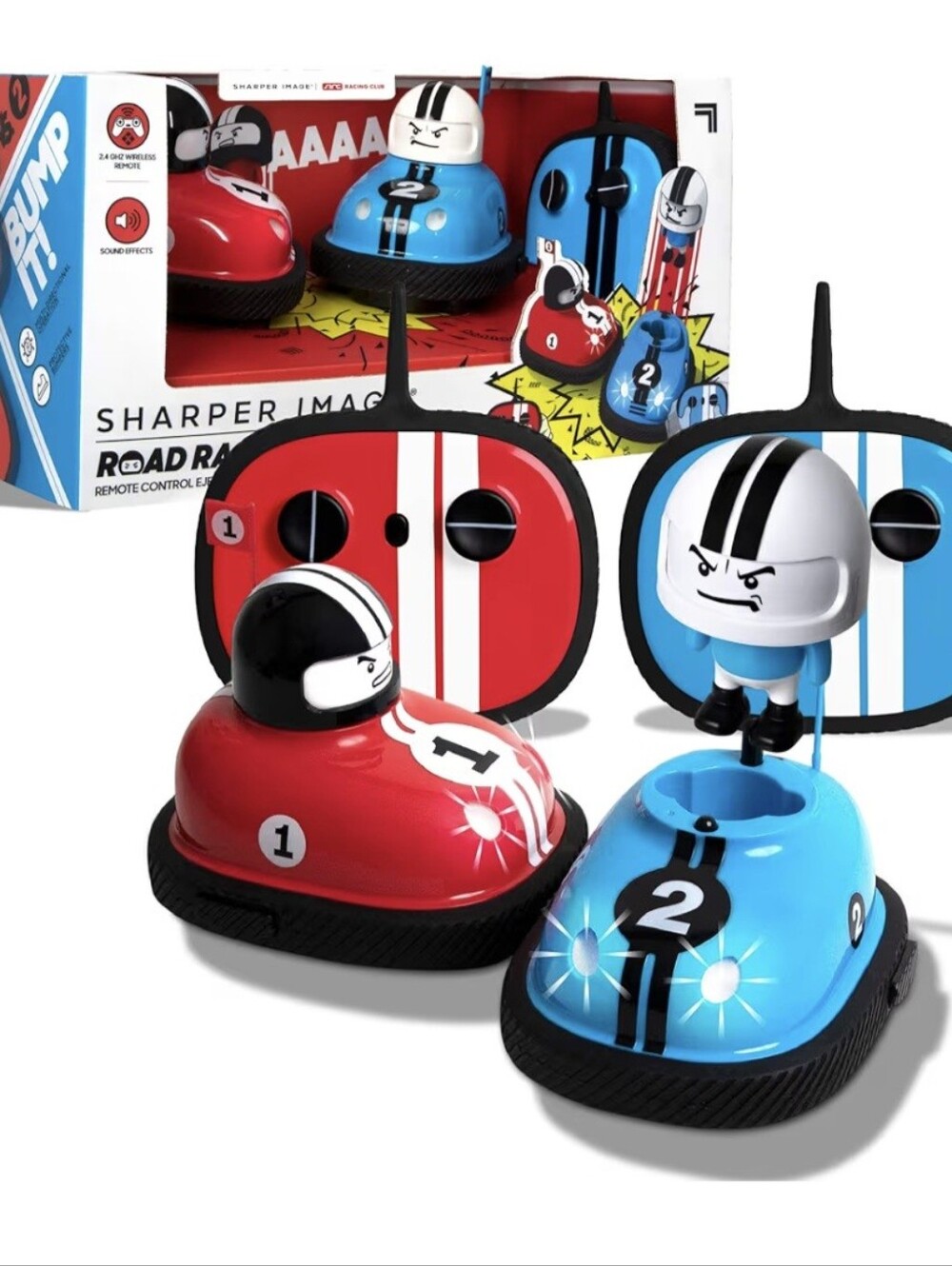 Sharper Image Red & Blue Remote Control Bump Cars Set